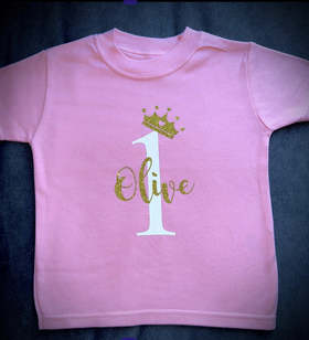 Baby First Number Glitter Crown Top