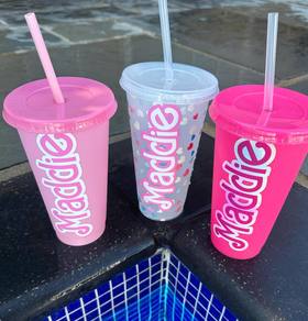 Barbie inspired personalised 24oz reusable cold cup with name
